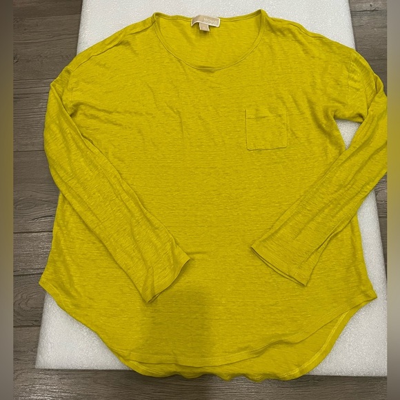 [M]Michael Kors Yellow Scoop-Neck Linen Top Blouse - Picture 1 of 4
